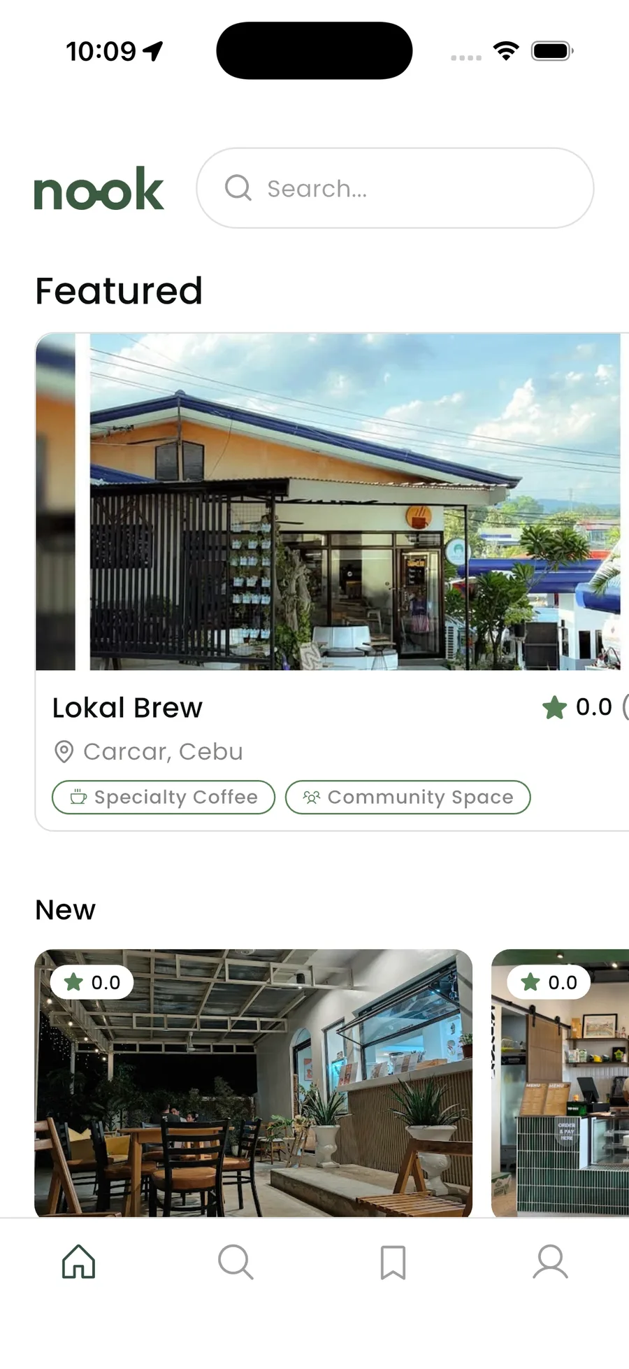 Mobile app — cafe detail and stamps
